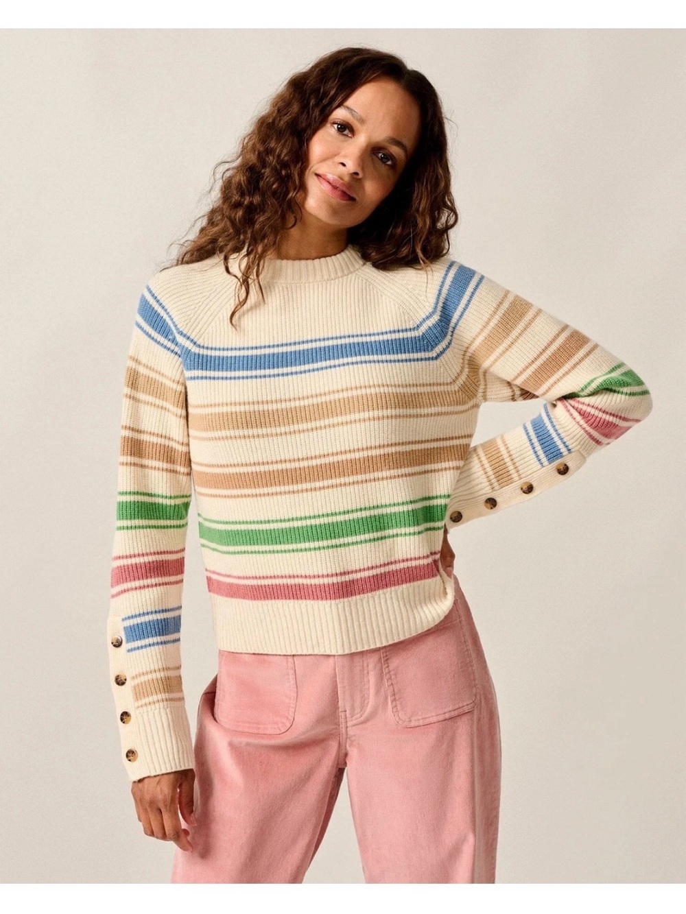NWT $298 Kinze Striped Crewneck Sweater johnnie-O Womens Cashemere (7851298) S